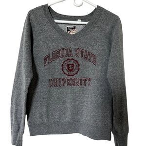 Vintage Triblend Sweats League Florida State Univ. Gray V-Neck Sweatshirt- M